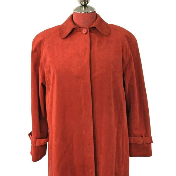 Vintage Lilli Ann Red Ultrasuede midi trench coat midi by Adolph Schuman Sz M/L - Picture 2 of 9